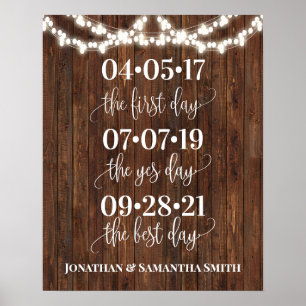 Poster Mariage occidental Date Oui Jour meilleur signe