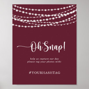Poster Mariage Oh Snap Rustic String Lumières Bourgogne