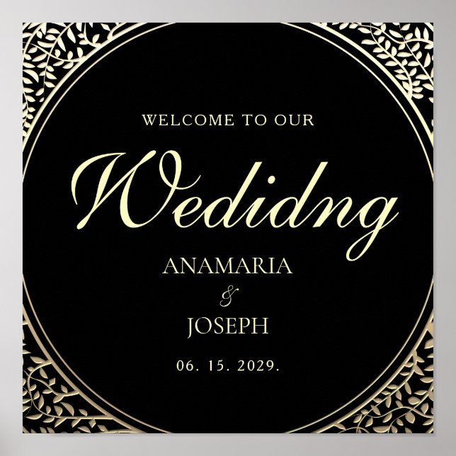 Poster Mariage or et noir (Devant)