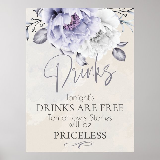 Poster Mariage | Panneau de bar en alabastre de lilas rus (Devant)