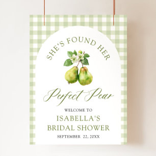 Poster Mariage Parfait Poire Gingham Vert Moderne