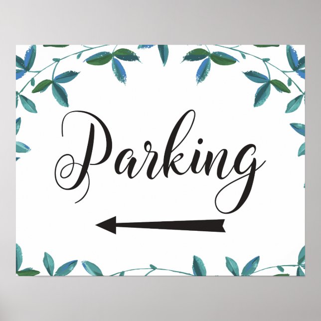 Poster Mariage Parking Directions Flèche gauche Signal (Devant)