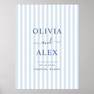 Poster Mariage Personnalisé Minimaliste et Chic Bleu Fran