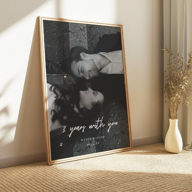 Poster Mariage photo complète moderne 3e anniversaire Cou (Créateur téléchargé)
