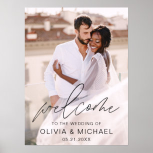 Poster Mariage photo de script moderne Accueil élégant