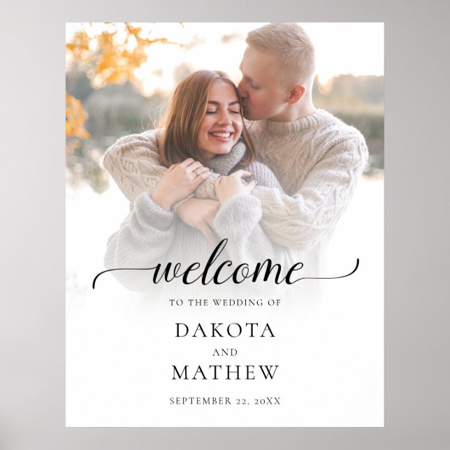 Poster Mariage photo moderne Accueil manuscrit (Devant)