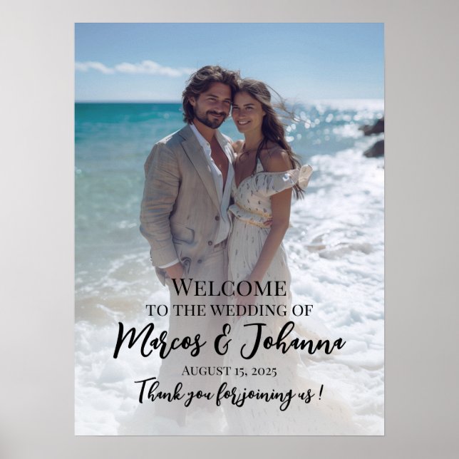 Poster Mariage photo moderne signe de bienvenue (Devant)