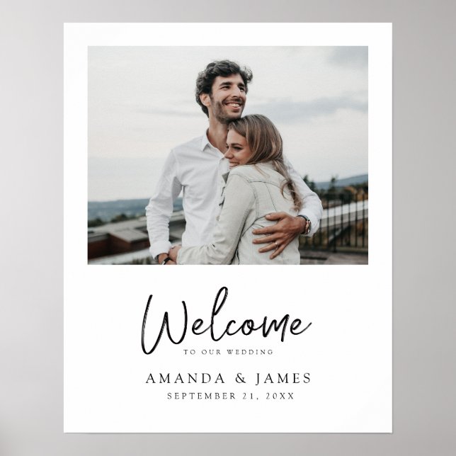 Poster Mariage photo moderne simple et élégant Accueil (Devant)