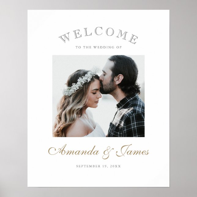 Poster Mariage photo moderne simple et élégant Accueil (Devant)