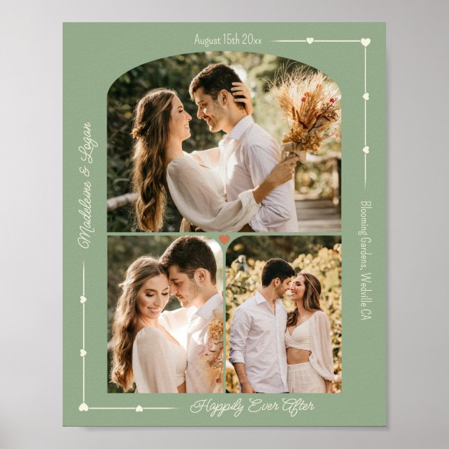 Poster Mariage Photo personnalisée Collage de photos Coeu (Devant)