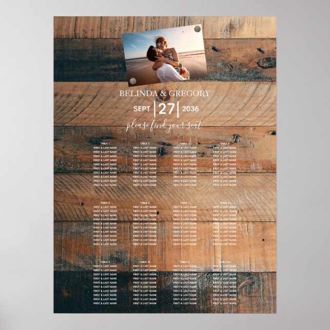 Poster Mariage photo Rustique en bois (Devant)