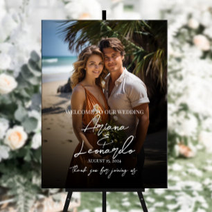 Poster Mariage photo signe de bienvenue calligraphie mode