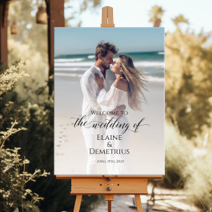 Poster Mariage photo signe de bienvenue & élégante callig