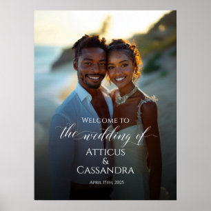 Poster Mariage photo signe de bienvenue, élégante calligr