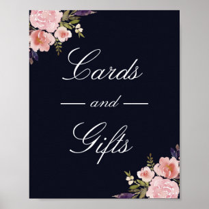 Poster Mariage Pink Navy Peonys Cartes Et Cadeaux