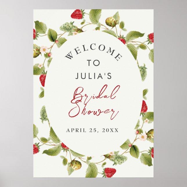 Poster Mariage Red Sweet Wild Strawberry Flower (Devant)