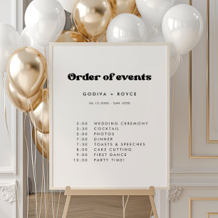 Poster Mariage rétro élégant Ordre des événements
