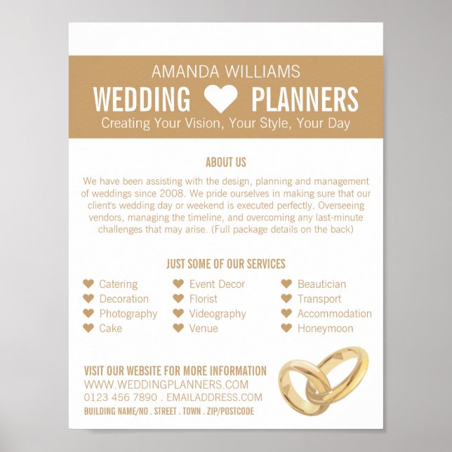 Poster Mariage Rings, Mariage Planificateur d'événements  (Devant)