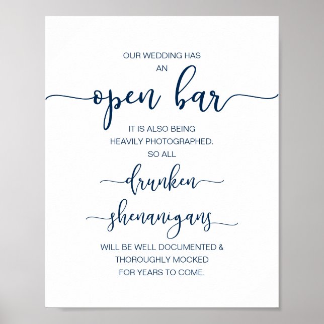 Poster Mariage romantique Open Bar, shenanigans ivres (Devant)