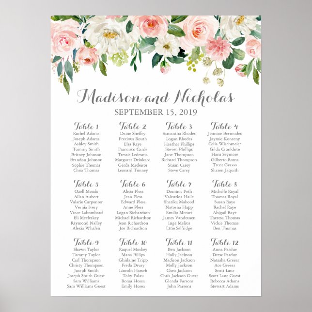 Poster Mariage rose et blanc (Devant)