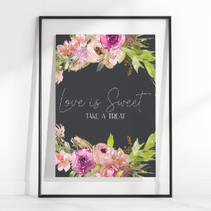 Poster Mariage Rose Poussiéreux Violet Love Is Sweet Favo
