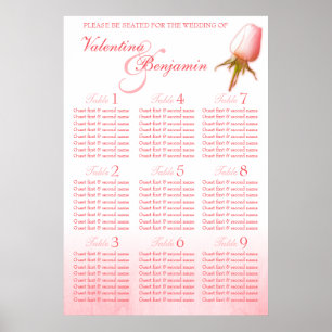 Poster Mariage rose rose Bud Planner Table Planner 1-9