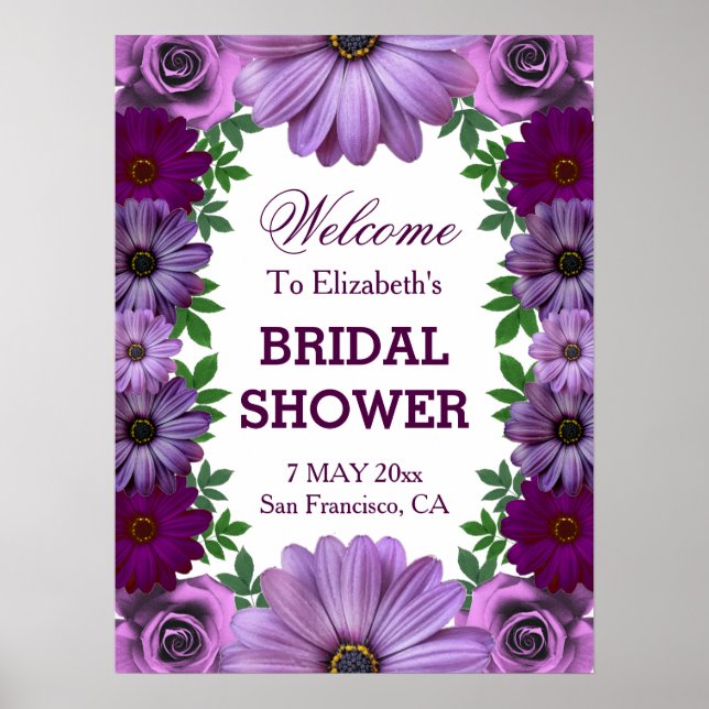 Poster Mariage Royal Fleur Rose Shower (Devant)