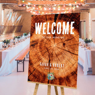 Poster Mariage Rustique Bois Vintage Bienvenue à Notre Ma