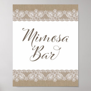 Poster Mariage rustique Burlap et dentelle, panneau de Fê