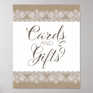 Poster Mariage rustique Burlap et dentelle, panneau de Fê