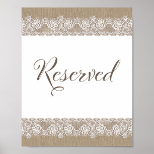 Poster Mariage rustique Burlap et dentelle, panneau de Fê
