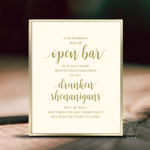 Poster Mariage Rustique Moderne : Bar Ouvert et Shenaniga