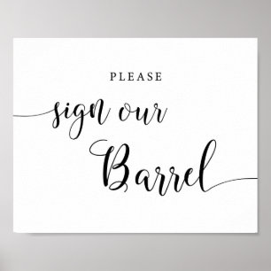 Poster Mariage rustique Signe notre baril Guestbook Signe
