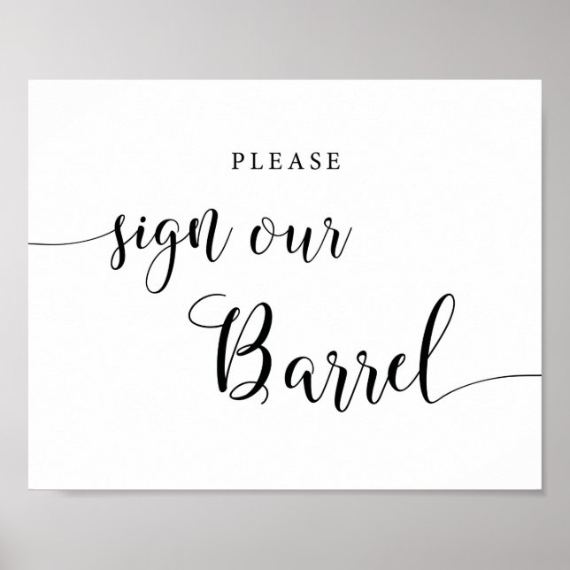 Poster Mariage rustique Signe notre baril Guestbook Signe (Devant)