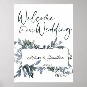 Poster Mariage Sage Silver Green Floral
