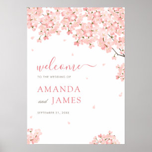 Poster Mariage Sakura Japanese Cherry Blossoms Bienvenue