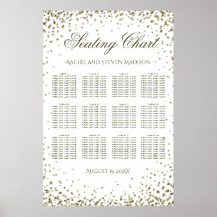 Poster Mariage Siège 12 Table Gold Confetti