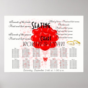 Poster Mariage Sièges Cartes Coeurs Destinée