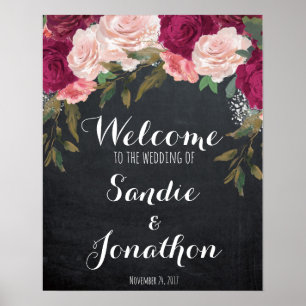 Poster Mariage Signal de bienvenue chalkboard floristes b