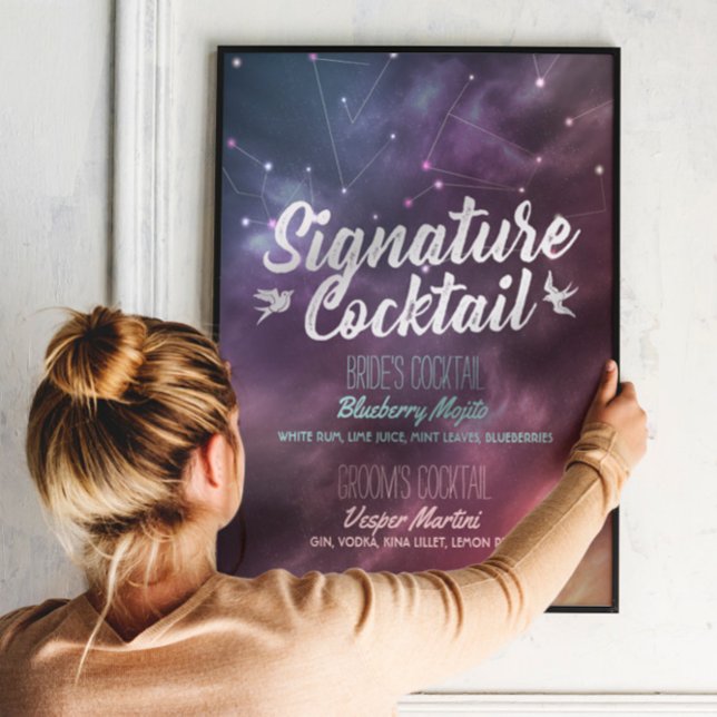 Poster Mariage Signature Boire Menu Galaxy Constellations (Créateur téléchargé)