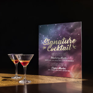 Poster Mariage Signature Boire Menu Galaxy Constellations