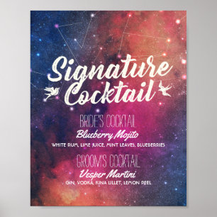 Poster Mariage Signature Boire Menu Galaxy Constellations