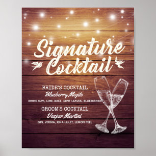 Poster Mariage Signature Boisson Menu Champagne Verre Boi