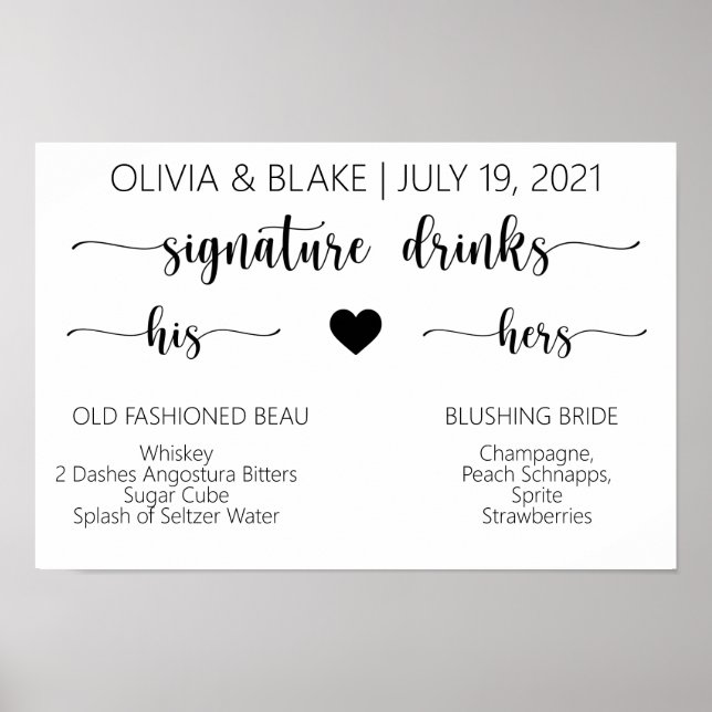 Poster Mariage Signature Boissons Imprimer (Devant)