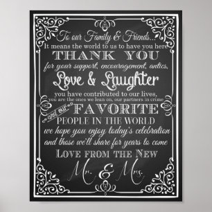 Poster Mariage signe merci de nouveau Mr & Mrs.