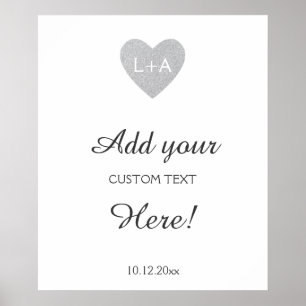 Poster Mariage signe texte personnalisé, coeur parties sc