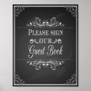 Poster Mariage signer S'il vous plaît signer notre livre
