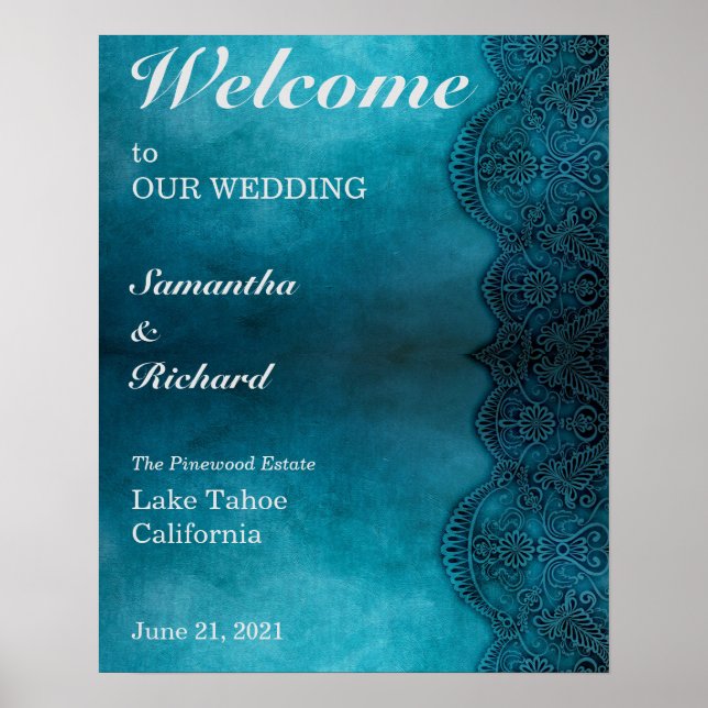 Poster Mariage simple Blue Elegance (Devant)