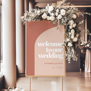 Poster Mariage simple chic pêche en terre cuite