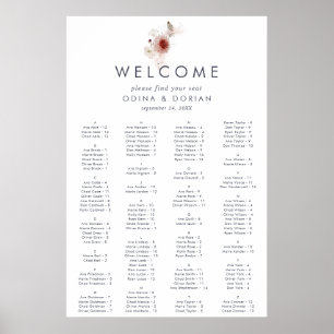 Poster Mariage simple Floral alphabétique